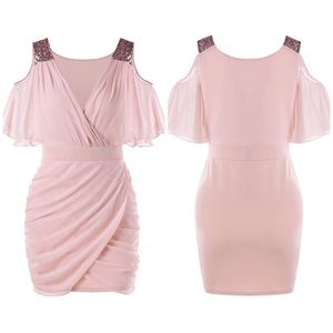 🌸 Sequin Design Wrap Dress